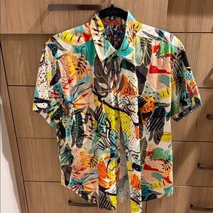 Robert Graham Vibrant Tropical Print Men's Shirt